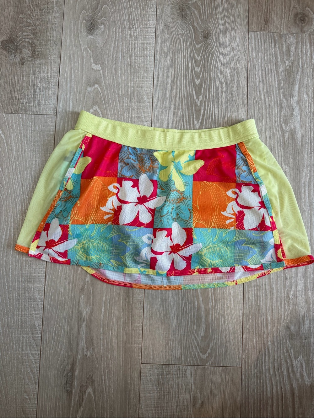 Brooks Bright Floral Patchwork Athletic Skirt - Yellow Trimt